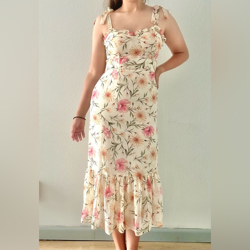City Studio Floral Pink and Cream Floral Maxi Dress